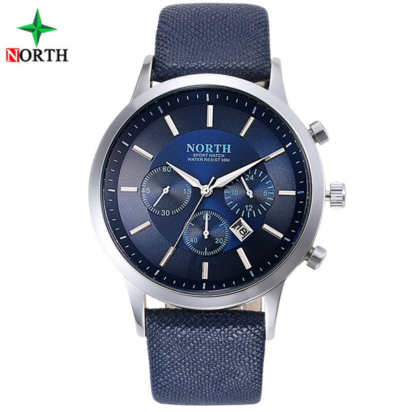 North Luxury Men Watches Waterproof Genuine Leather Fashion