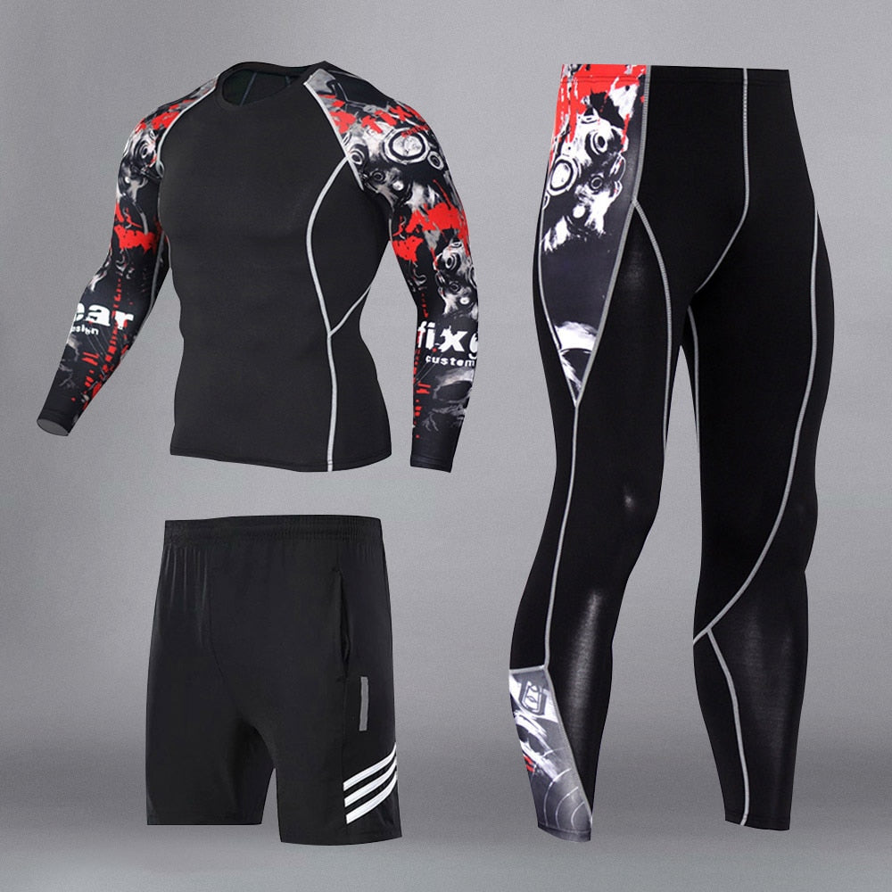Man Compression Sports Suit Quick Dry Sweat MMA Training Fitness Kit