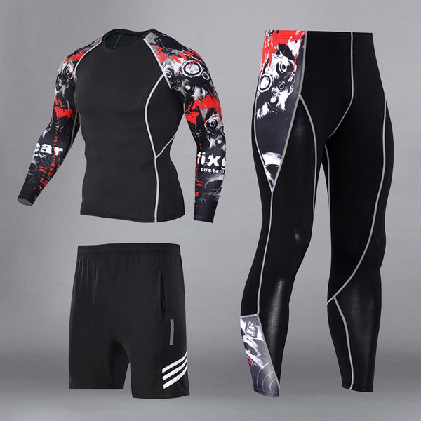 Man Compression Sports Suit Quick Dry Sweat MMA Training Fitness Kit