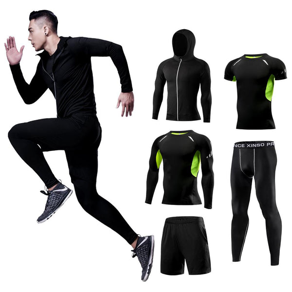 Mens Sportswear 5 Pcs/Set Male Tracksuit Compression Sports Wear For Men Gym