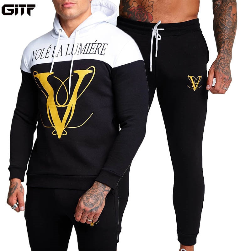 GITF Sets Men Tracksuit Gym Fitness Sports