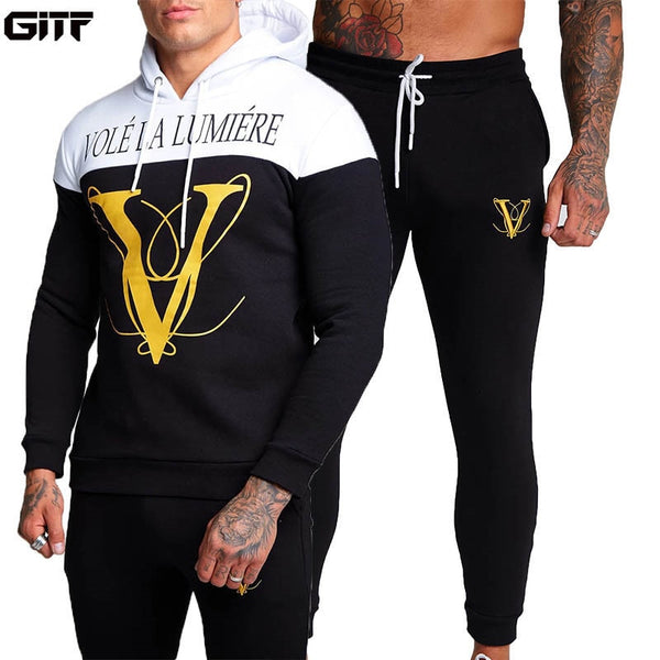 GITF Sets Men Tracksuit Gym Fitness Sports