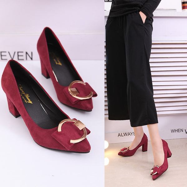 New Women Pumps Spring Women Square Heel Shoes Woman Shoes