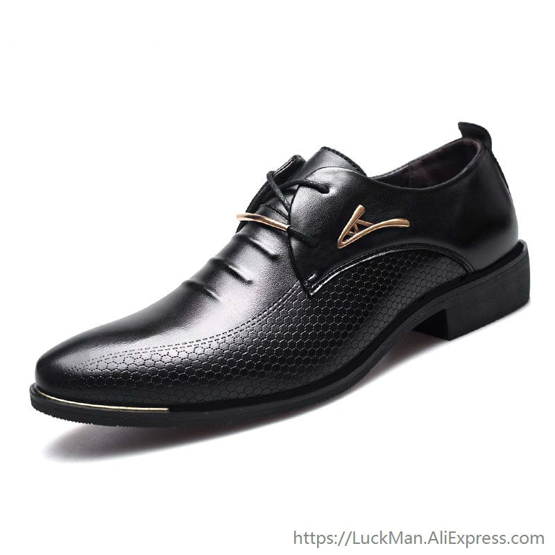 Luxury Brand Classic Man Pointed Toe Dress Shoes Mens Pu Leather Black Wedding Shoes Male