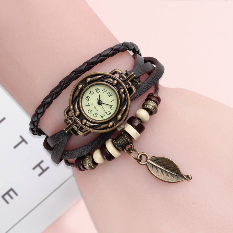 Multicolor High Quality Women Genuine Leather Vintage Quartz Dress Watc