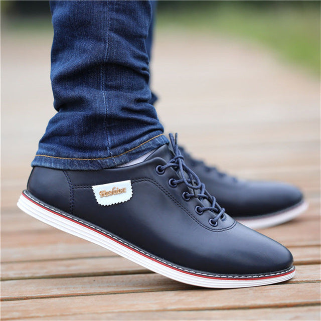 Men's PU Leather Business Casual Shoes for Man Outdoor Breathable Sneakers Male Fashion