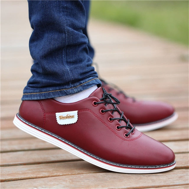 Men's PU Leather Business Casual Shoes for Man Outdoor Breathable Sneakers Male Fashion