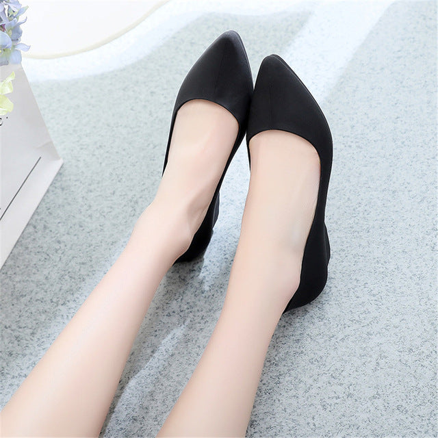Women Pointed Shallow Mouth Single Shoes Simple Style Lady