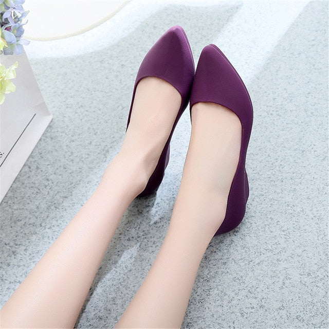 Women Pointed Shallow Mouth Single Shoes Simple Style Lady