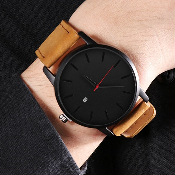Men's Watches Fashion Leather Quartz Watch Men Casual Sports Male