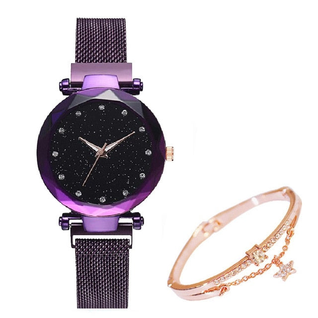 Simple 2019 Diamond Luxury Women Watches Starry Sky Rose Gold