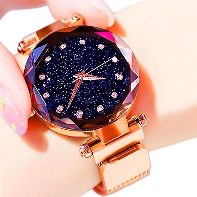 Simple 2019 Diamond Luxury Women Watches Starry Sky Rose Gold