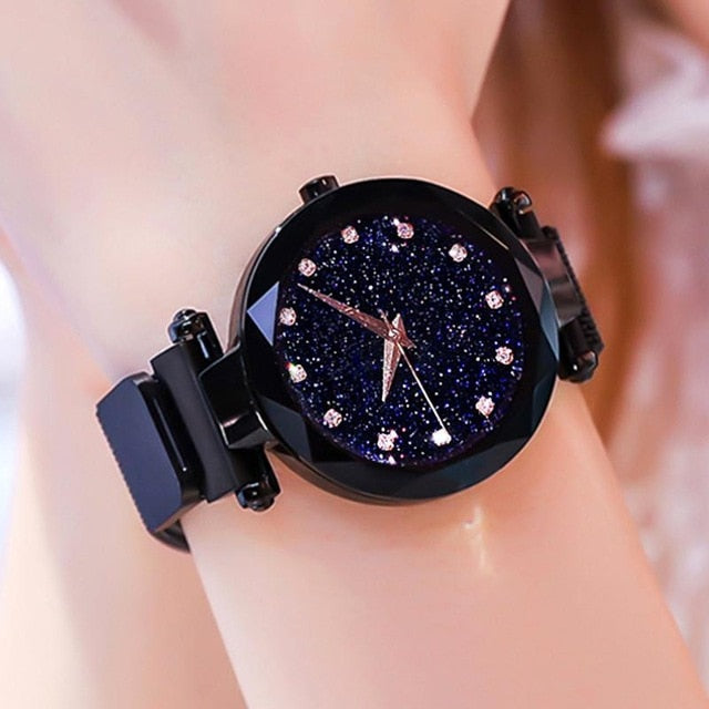Simple 2019 Diamond Luxury Women Watches Starry Sky Rose Gold