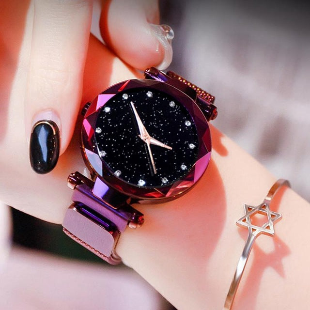 Simple 2019 Diamond Luxury Women Watches Starry Sky Rose Gold
