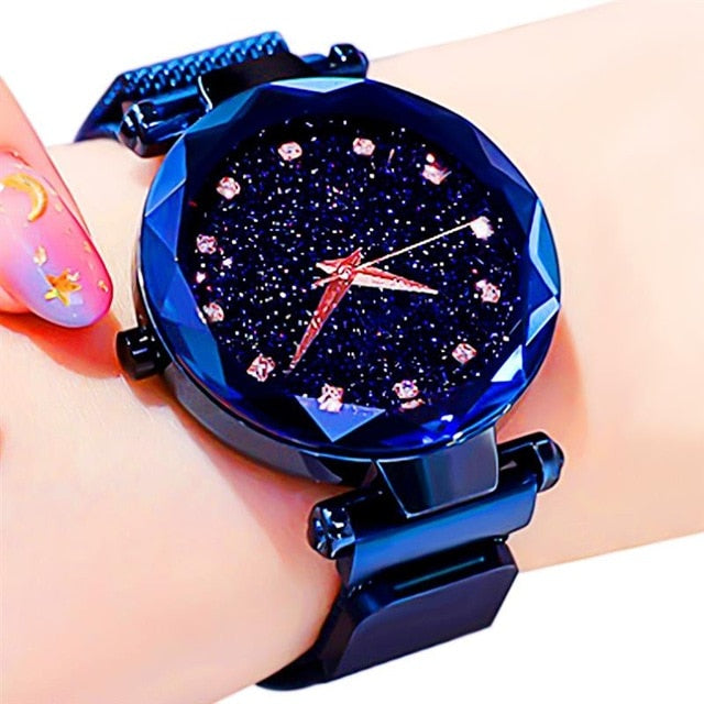Simple 2019 Diamond Luxury Women Watches Starry Sky Rose Gold