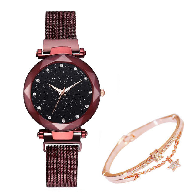 Simple 2019 Diamond Luxury Women Watches Starry Sky Rose Gold