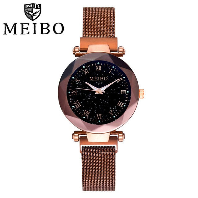 Women Watch reloj mujer Rose Gold Magnetic Starry Sky Quartz Wrist Watch