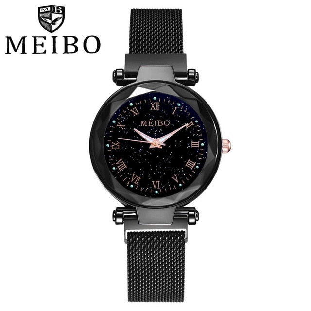 Women Watch reloj mujer Rose Gold Magnetic Starry Sky Quartz Wrist Watch