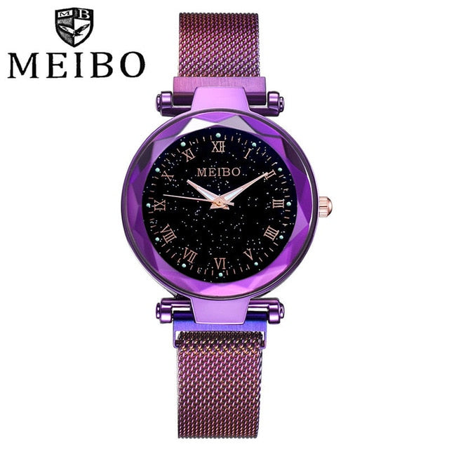 Women Watch reloj mujer Rose Gold Magnetic Starry Sky Quartz Wrist Watch