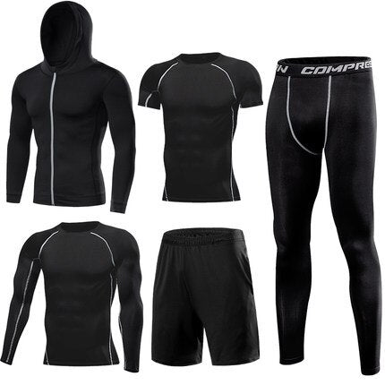 Mens Sportswear 5 Pcs/Set Male Tracksuit Compression Sports Wear For Men Gym