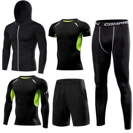 Mens Sportswear 5 Pcs/Set Male Tracksuit Compression Sports Wear For Men Gym