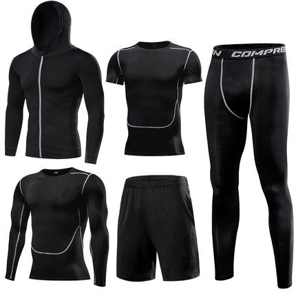 Mens Sportswear 5 Pcs/Set Male Tracksuit Compression Sports Wear For Men Gym