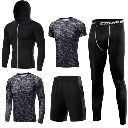 Mens Sportswear 5 Pcs/Set Male Tracksuit Compression Sports Wear For Men Gym