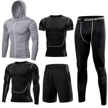 Mens Sportswear 5 Pcs/Set Male Tracksuit Compression Sports Wear For Men Gym