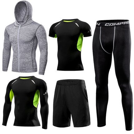 Mens Sportswear 5 Pcs/Set Male Tracksuit Compression Sports Wear For Men Gym