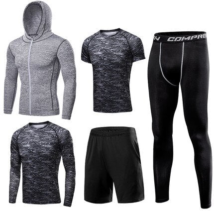 Mens Sportswear 5 Pcs/Set Male Tracksuit Compression Sports Wear For Men Gym