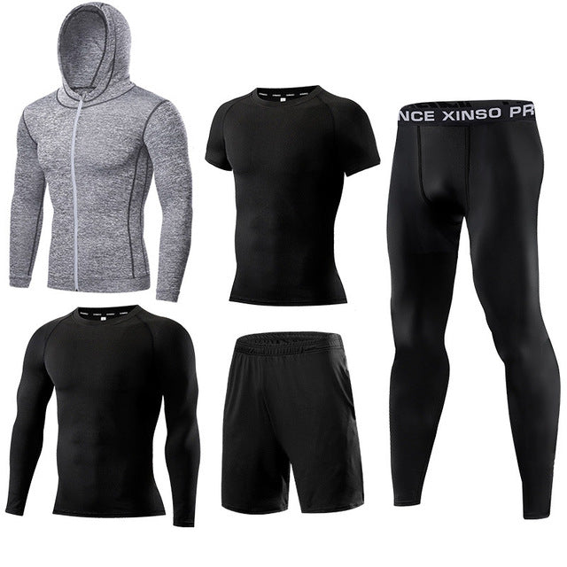 Mens Sportswear 5 Pcs/Set Male Tracksuit Compression Sports Wear For Men Gym