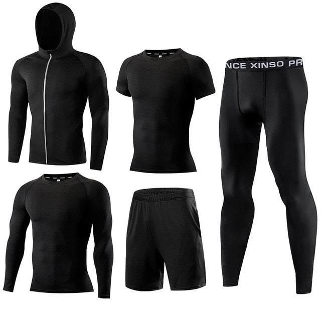Mens Sportswear 5 Pcs/Set Male Tracksuit Compression Sports Wear For Men Gym
