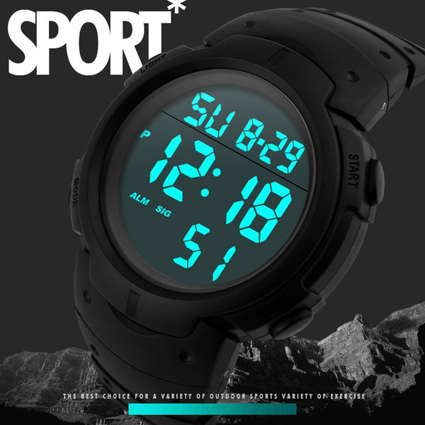 men watch  Waterproof Men's Boy LCD Digital Stopwatch Date Rubber Sport