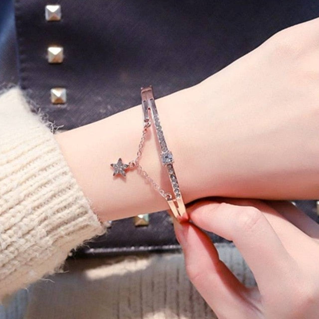 New Fashion Rhinestone Watches Women Luxury Brand Stainless Steel Bracelet watches