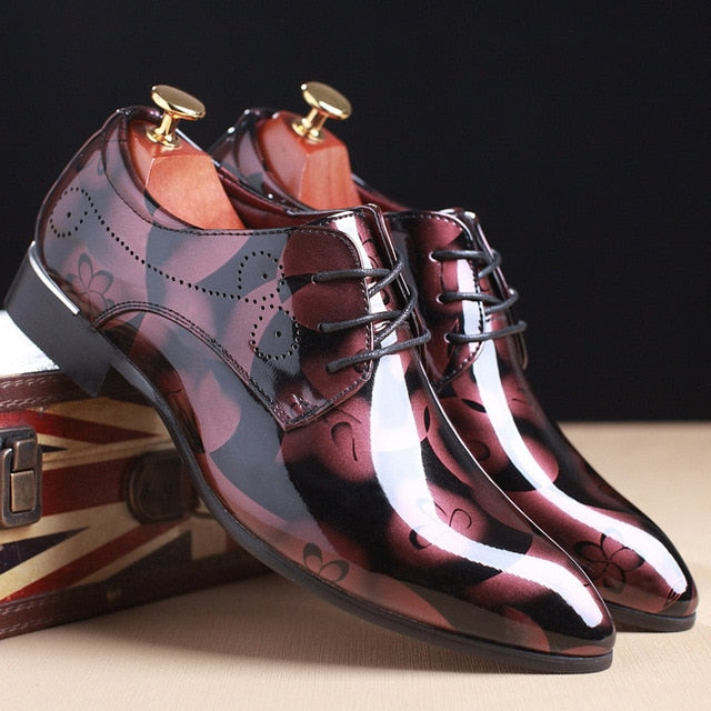 Office Men Dress Shoes Floral Pattern Men Formal Shoes