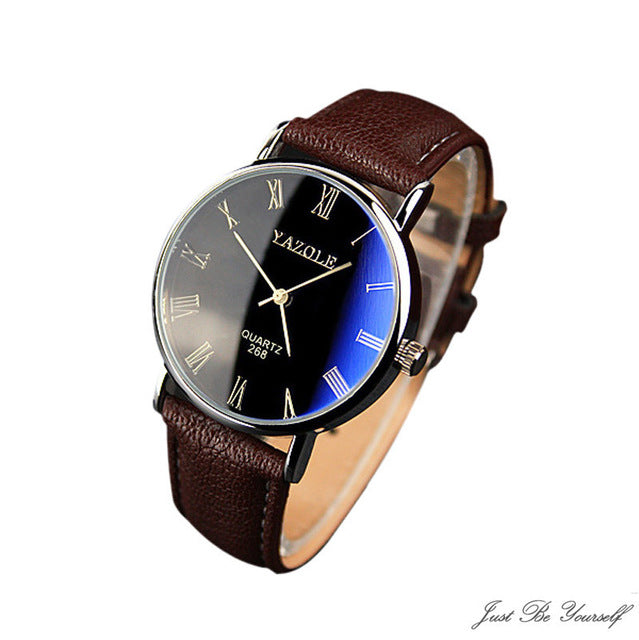 High Quality Men Watch Luxury Faux Leather Mens Quartz Analog