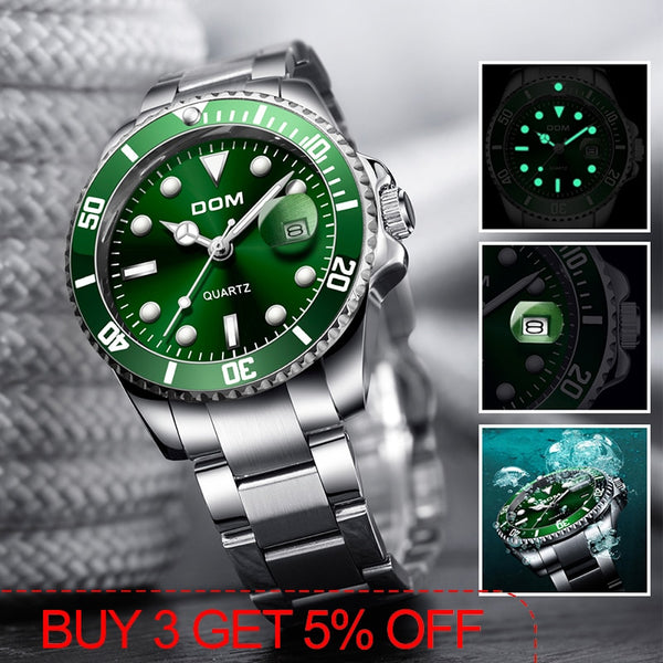 Top Brand DOM Luxury Men's Watch 30m Waterproof Date Clock Male