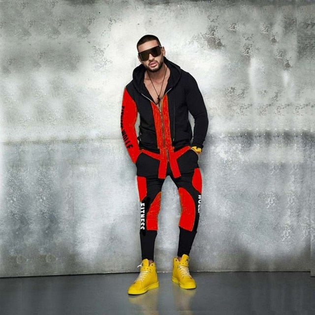 Men's hoodie+pants Sets 2 pieces Autumn Running tracksuit men