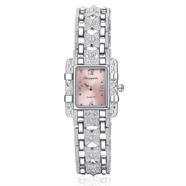 Vintage Watch Women Royal Fashion Square Dial Silver
