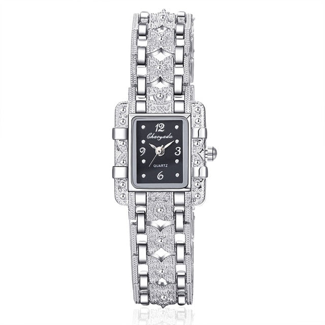 Vintage Watch Women Royal Fashion Square Dial Silver