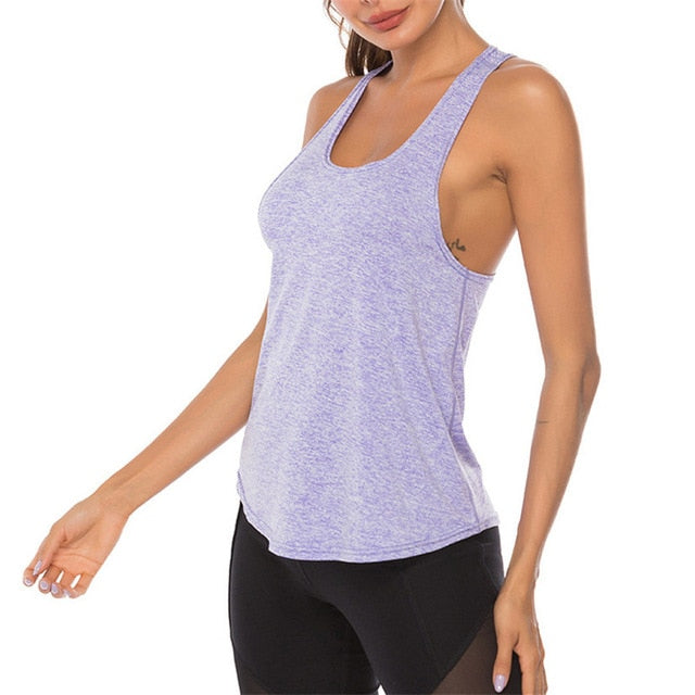 Women Yoga Vest Sports Shirt Sleeveless Gym Running
