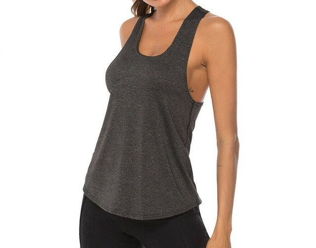 Women Yoga Vest Sports Shirt Sleeveless Gym Running