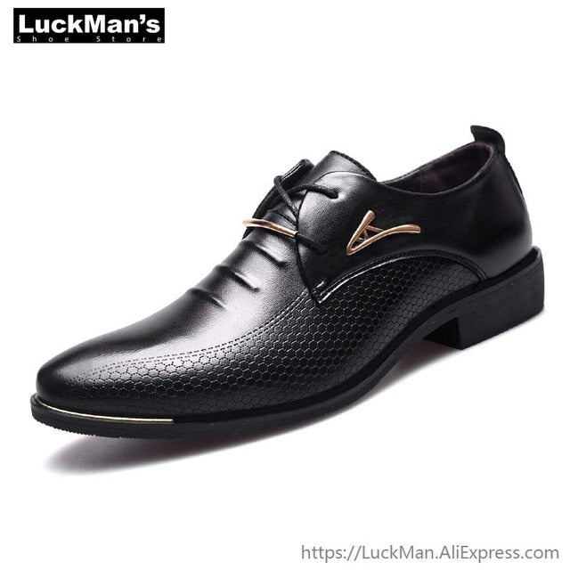 Luxury Brand Classic Man Pointed Toe Dress Shoes Mens Pu Leather Black Wedding Shoes Male
