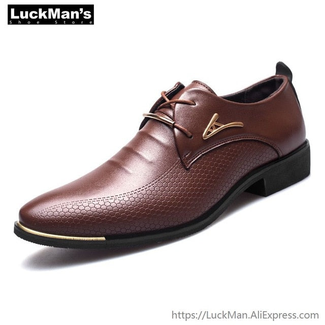 Luxury Brand Classic Man Pointed Toe Dress Shoes Mens Pu Leather Black Wedding Shoes Male