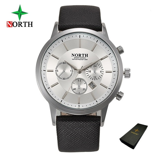 North Luxury Men Watches Waterproof Genuine Leather Fashion