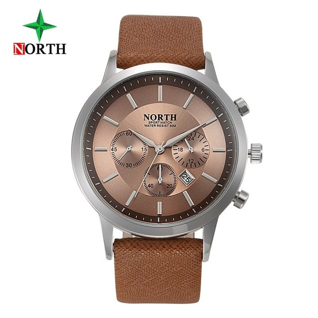 North Luxury Men Watches Waterproof Genuine Leather Fashion