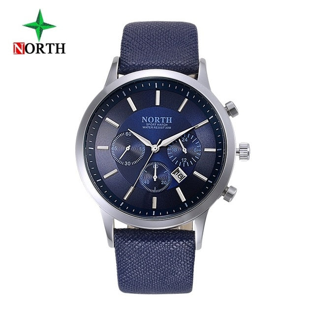 North Luxury Men Watches Waterproof Genuine Leather Fashion