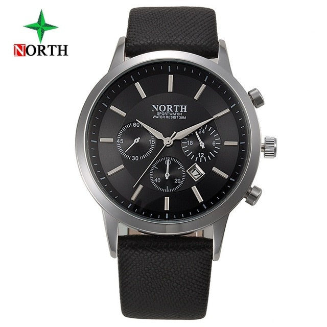North Luxury Men Watches Waterproof Genuine Leather Fashion