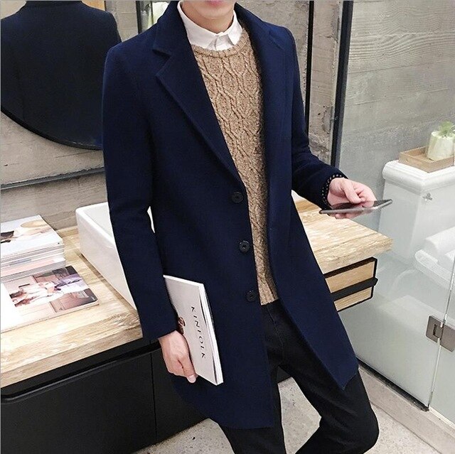 New Fashion Boutique Pure Color High-grade Men Woolen Cloth