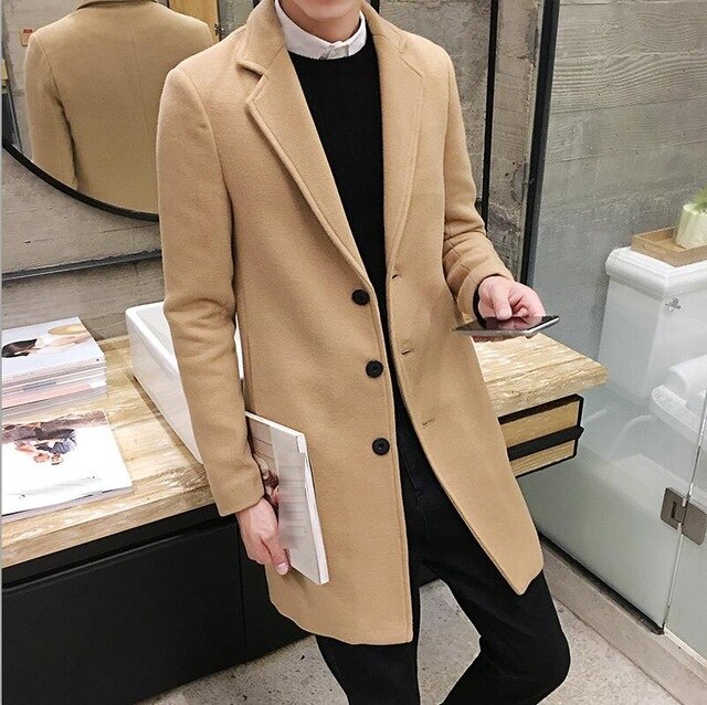 New Fashion Boutique Pure Color High-grade Men Woolen Cloth